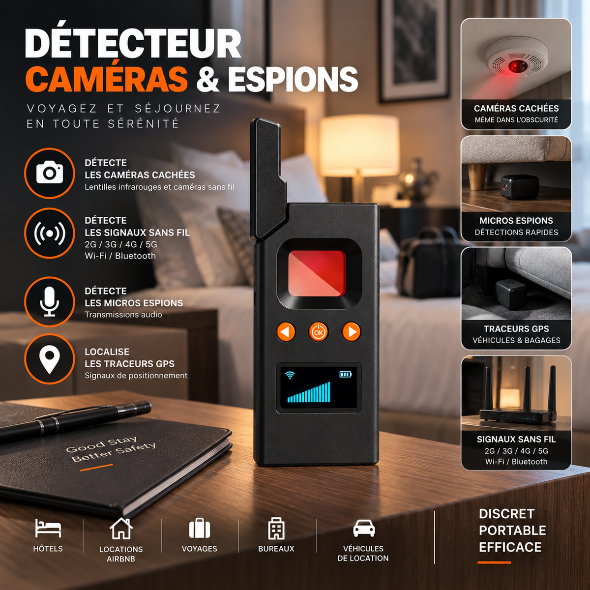 H5 Pro Spy Camera Detector – Airbnb & Hotel